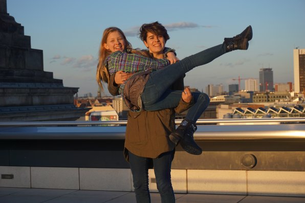 Lost scene from Dirty Dancing 2? Nope, that’s just Concord’s Clara Symmes and her host sister, Luise, on top of the parliamentary building (Reichstagsgebäude) in Berlin.