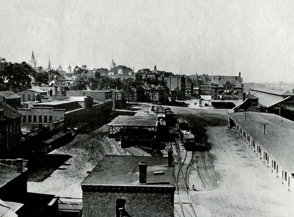 Reader Earl Burroughs sent us this classic Concord photo. Long before Storrs Street, this was the view downtown looking toward the train station. This photo was taken in 1900; there have been just a few changes made to the area since then.