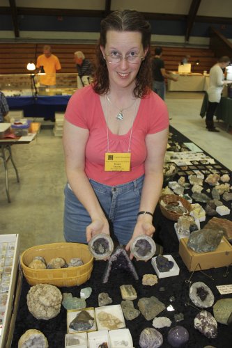 Martha Martell shows off her “amethyst cathedral” and some other cool geodes.