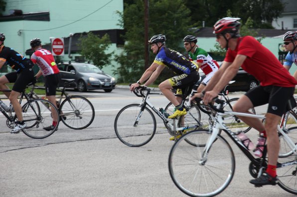 A group of bikers embarks on a ride from S&W Sports last week. The Granite State Wheelmen meet every Monday, Tuesday, Wednesday and Saturday in the morning and afternoon. For more information about participating in the rides, visit granitestatewheelmen.org.