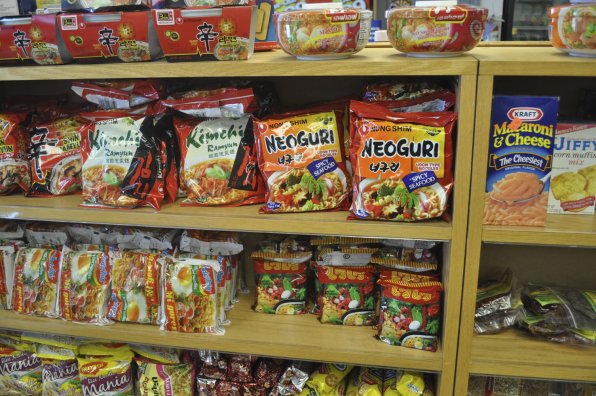 Where can you find Kraft Macaroni & Cheese next to Neoguri noodles? At the Katmandu Snack Shop, of course.