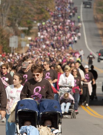 Walkers line Clinton Street during last year’s Making Strides.