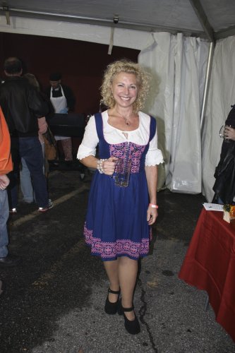 Barbara Morris sporting an authentic dirndl that she picked up while her father was stationed in Munich, Germany, in 1972.