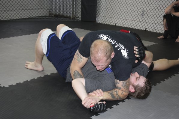 He had me verbally submit or tap out when I felt 15 percent uncomfortable in a hold. Pretty sure I tapped out here before he actually applied the move.