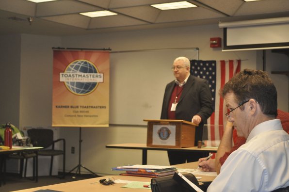 Richard Huntley kicks things off for the toastmasters as Richard Arcand looks on.