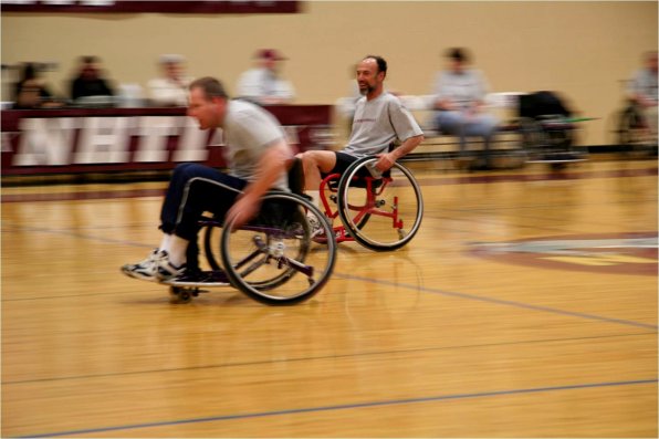 It’s fun like this, enjoyed by Granite State Independent Living board members Dave Qualey and Ken Traum, that prompted the upcoming hoops tournament at Pembroke Academy.