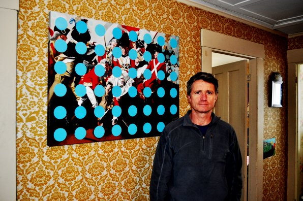 Recently, Ruddy has been creating polka-dot paintings.