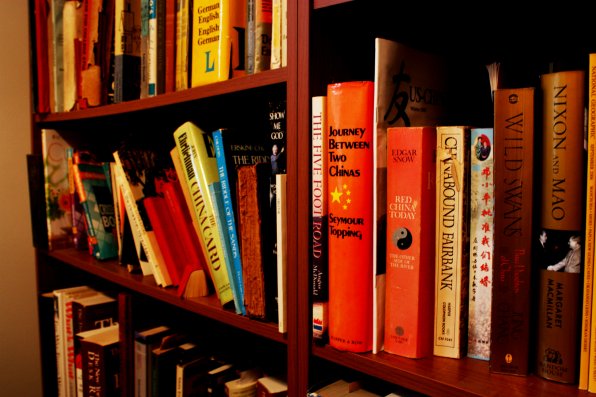 Harrison's bookshelf.