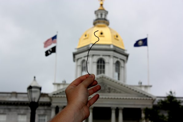 What Concord location could possibly hold more history than the State House? We thought better of taking a shovel to the lawn – no need to raise the ire of any of our gun-toting state reps – but we were still able to find this piece of wire, which a passerby assured us belonged “at least” to John Stark. Couldn’t have won the Battle of Bennington without it!