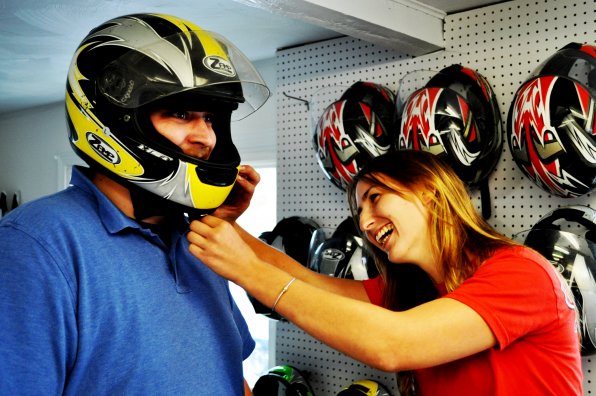 Amelia Ladd helped me pick out the right go-kart helmet and buckled me up for safety. Good thing, too – I base all racing etiquette on repeat viewings of Days Of Thunder and Talladega Nights, and both movies make it abundantly clear that “rubbing’s racing.” Hot go-kart on go-kart action ahead!