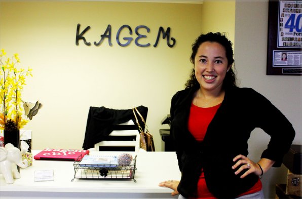 Kaleena Guzman looking chic in her new 2 Kennedy Drive office.