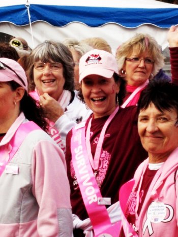 Lula Knouse (center) waves to her supporters during a Making Strides walk. Knouse lost her fight with breast cancer in June.