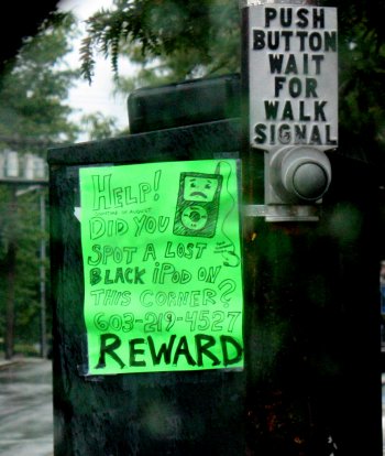 Broussard festooned the area where her iPod was last seen with posters, but it’s still missing