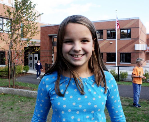 <strong><big>Maya Fabozzi, 5th grade</big></strong><br /><br />It’s a lot bigger, and we have an auditorium, which we didn’t have before, so I really like that. We also have a gym, and we didn’t in our old school. We used to have to take a bus to go to the gym.