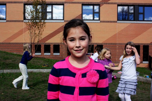<strong>Belle Riley, 4th grade</strong><br /><br />I’m new here and I love how big it is. It’s way bigger than my old school. And I love having it all together, because at my old school we had to walk all around campus.