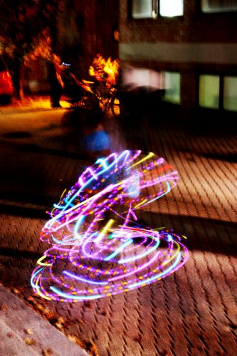 The spectral image of Nicole Cadrette and her glow-in-dark hula spook – we mean hoop! Hoop!
