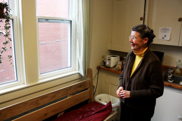 Mary Terese Schelby at the Concord Homeless Resource Center, where she regularly volunteers. If you’d like to volunteer, email <a href="mailto:homeless.resource@gmail.com">homeless.resource@gmail.com</a> or call 290-3375.