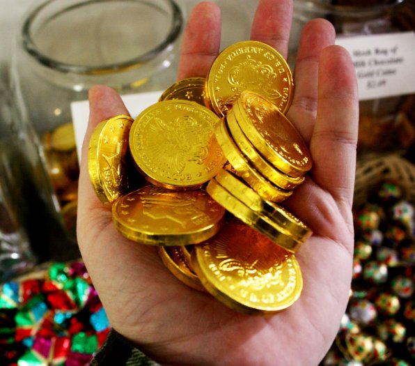 Paper money will be worthless in a post-apocalyptic scenario. Many believe that the world would revert to the gold standard if the finance world as we know it collapsed. With that in mind, we stopped by Granite State Candy Shoppe and stocked up on these gold coins. The exchange rate must be great right now; this handful is only a few American dollars’ worth of gold.