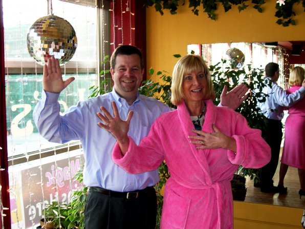 <strong>Joe Kenney and Wendy Keeler</strong></p><p>Joe Kenney of Provident Bank told us that dancing not only moves him out of his comfort zone, it “moves him down the street from his comfort zone.” Luckily for him, he’s partnered with Realtor Wendy Keeler, who should be able to help him move with ease! She’s performed in a dance number before, in a Rotary Club variety show a few years back. Plus, their dance theme, “Ken and Barbie,” should be perfect, anyway – compared to a couple of plastic dolls, everybody looks like they are alive with rhythm! Keeler said she is eagerly anticipating the contest, although they will be facing off against some talented teams. “There is some really tough competition in the show,” Keeler said. “Everyone looks great!”