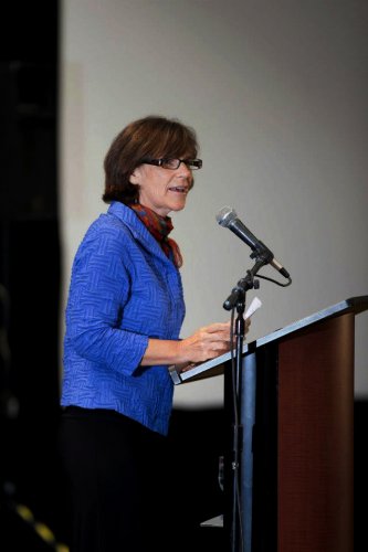 Women’s Fund president Marianne Jones speaks at a recent event.