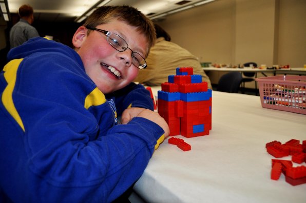 Hayden Lamoureux poses with his creation – Concord's first skyscraper!