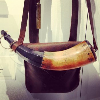 A retro powder horn created by George Morrison.