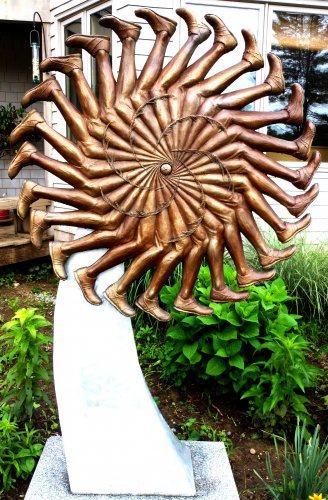 Michael Alfano’s “Running Wheel” sculpture.
