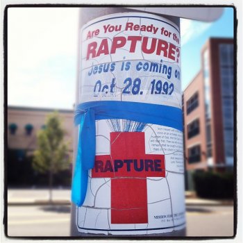 1. There are actually a few of these “Ready to Rapture” posters wrapped around the light posts on Storrs Street.  The particular one in the hunt is on the light post across the street from Hermanos!  Maybe the Rapture had something to do with their hot chili sauces?