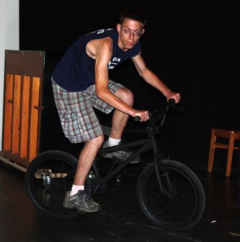 Thomas Boyce showed off some bike tricks.