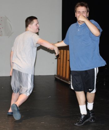 Steven Gould and Matthew Audet shook their tail feathers during “The Chicken Dance.”