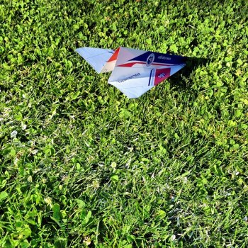 Our paper airplane made it just over the line at the Civil Air Patrol booth.
