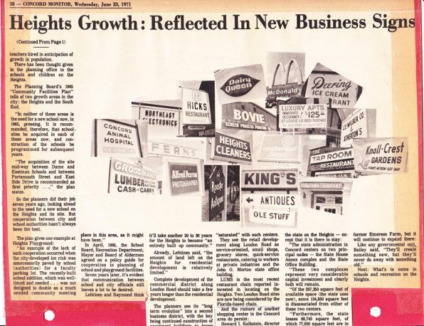 A 1971 Monitor article highlights the business growth on the Heights.