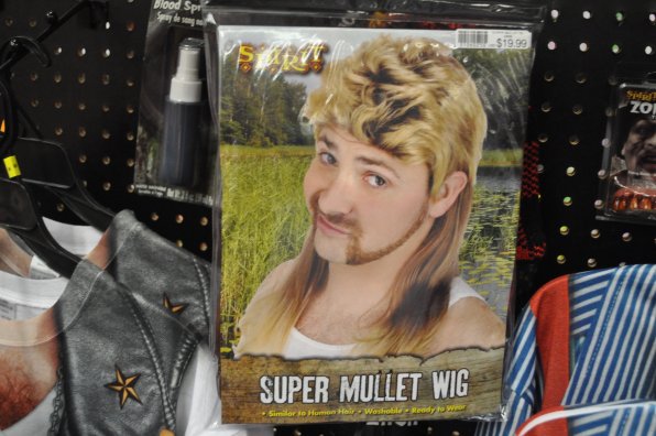 The mullet wig is no longer sufficient; you need the super mullet wig. Described as “similar to human hair,” this get-up was inspired by Duck Dynasty.