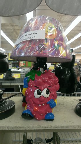 This lamp character is either a strawberry or a small person who has been horribly disfigured by a flood of red acid. Either way, for a steal at $10, it would look awesome on your co-worker’s desk.