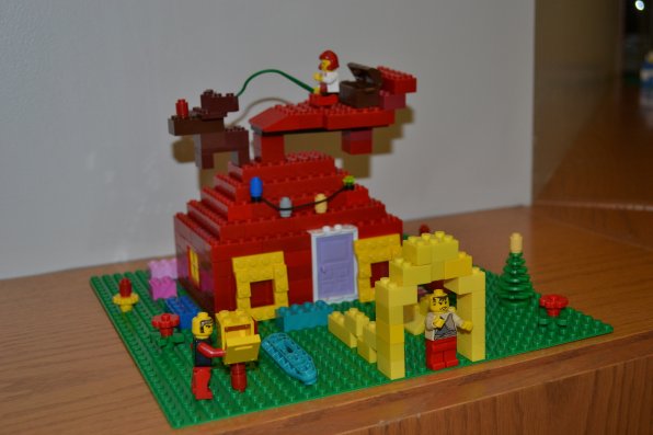What is this kid, a professional designer? That Santa sleigh is even being guided by a Lego Rudolph!