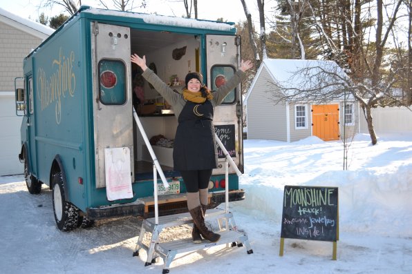 Moonshine Truck owner Mary Hopf is so excited about her new rolling business that she can hardly contain herself. Imagine what she’s like when customers walk through the doors.