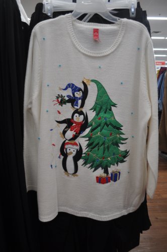 This sweater is a tutorial on how to place the star atop your Christmas tree.