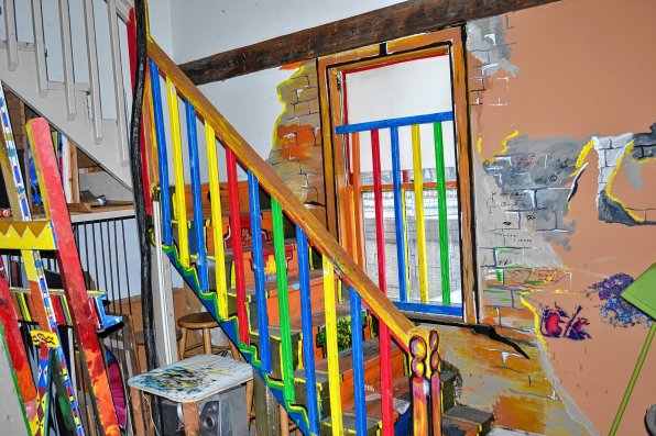 We discovered this colorful staircase while doing a feature story on the Kimball-Jenkins School of Art.