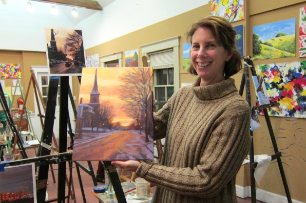 Melissa Miller with her painting.