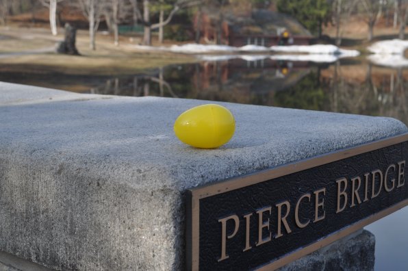 For the second year in a row, we’ve placed an egg in White Park. So what happens when we run out of places to hide things there? We’ll cross that Franklin Pierce Bridge when we get to it. But you should probably get to it first.