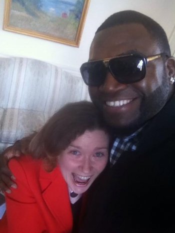 Former Monitor reporter Molly Connors with David Ortiz.