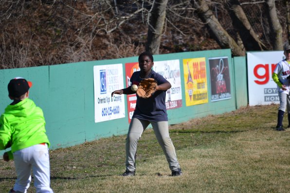Habakuu Tarwo watches the ball into his glove.