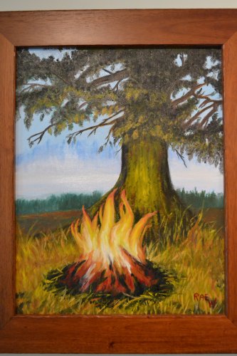 Campfire in the Pines (Oil), Rayleen Williams.