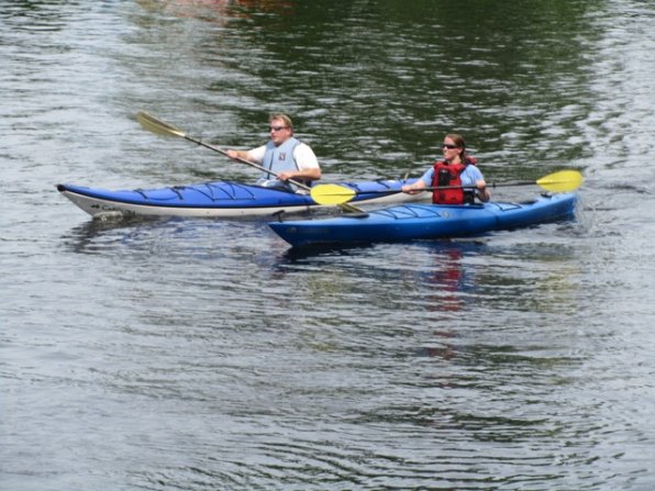 These two chose kayaks, but any man-powered watercraft will do.