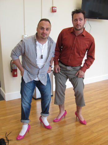 Nazzy and AJ Dukette looking good – and confused – in heels.