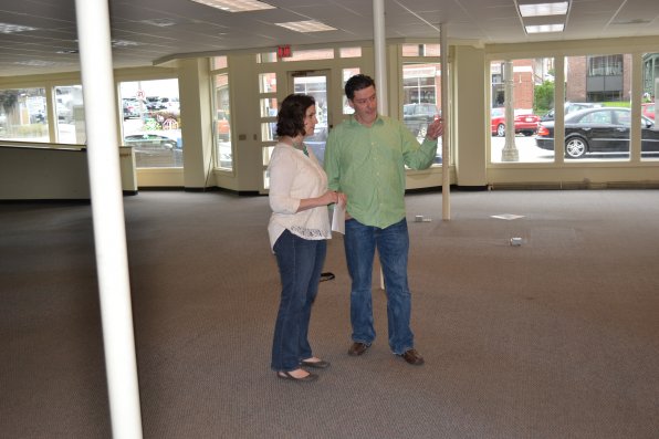 Christa Zuber and her husband, Jeff Bowden, are either discussing a potential landing spot for Zuber’s new business, The Place Studio & Gallery, or what toppings to get on their afternoon pizza.