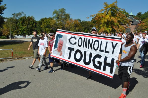This sign featuring a picture of Connolly was autographed by dozens of people.
