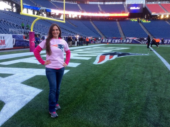Tom Brady’s receivers weren’t the only ones to find the end zone last Sunday night. That’s Concord’s own Jennifer Burzycki, who was honored at the Patriots game as a breast cancer survivor as part of the NFL Crucial Catch campaign.