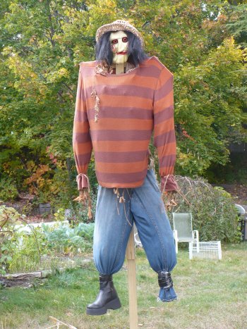 Abby Tomich and her husband built this “super scary scarecrow” in their front yard.
