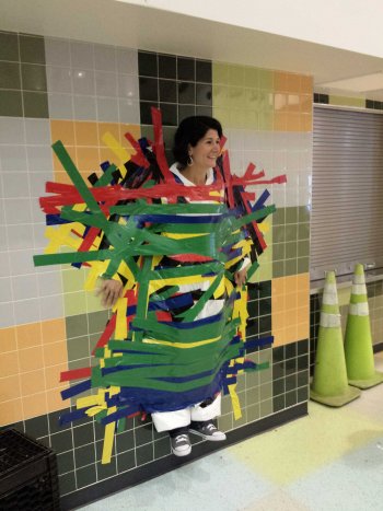Has anyone checked on Mrs. Gallo to make sure someone took her down? That looks like a lot of tape!
